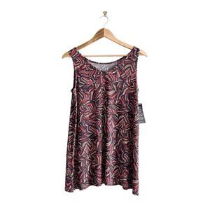NWT Kim & Co Womens Abstract Print Sleeveless Tank Top Green Multicolor Size S